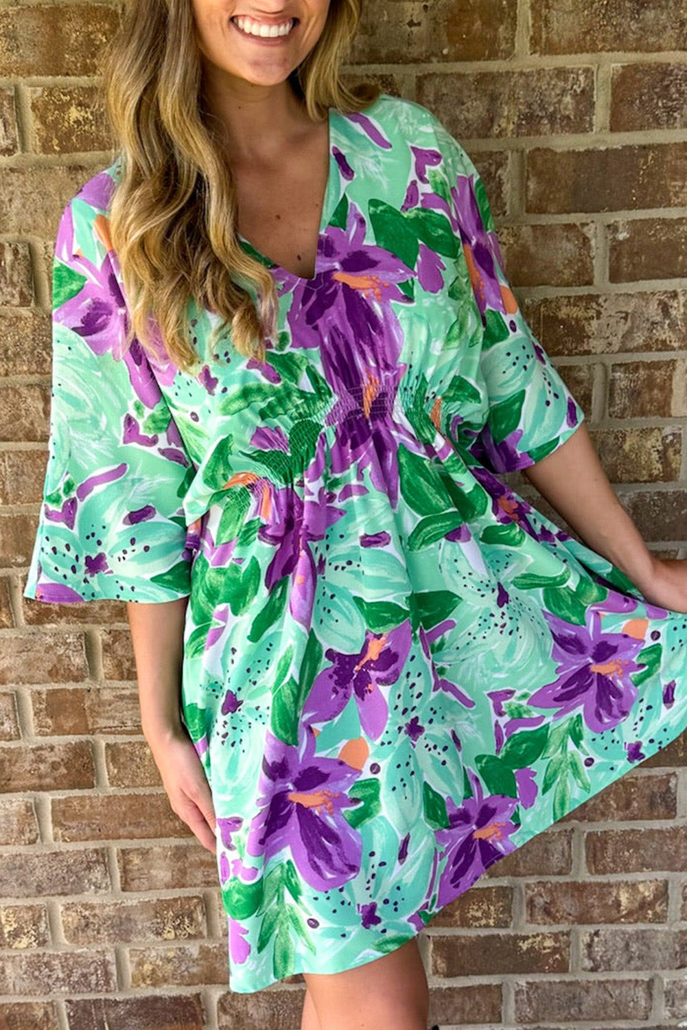 Half sleeve floral dress best sale