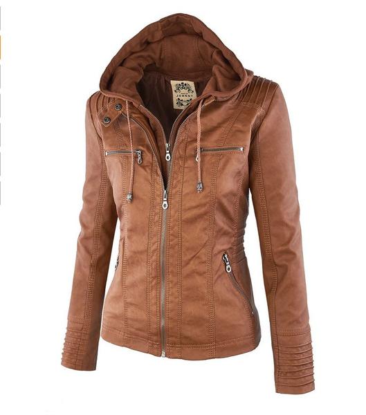 Ladies tan faux leather jacket best sale