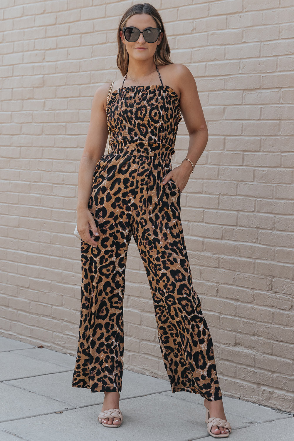 Leopard print relaxed jumpsuit on sale