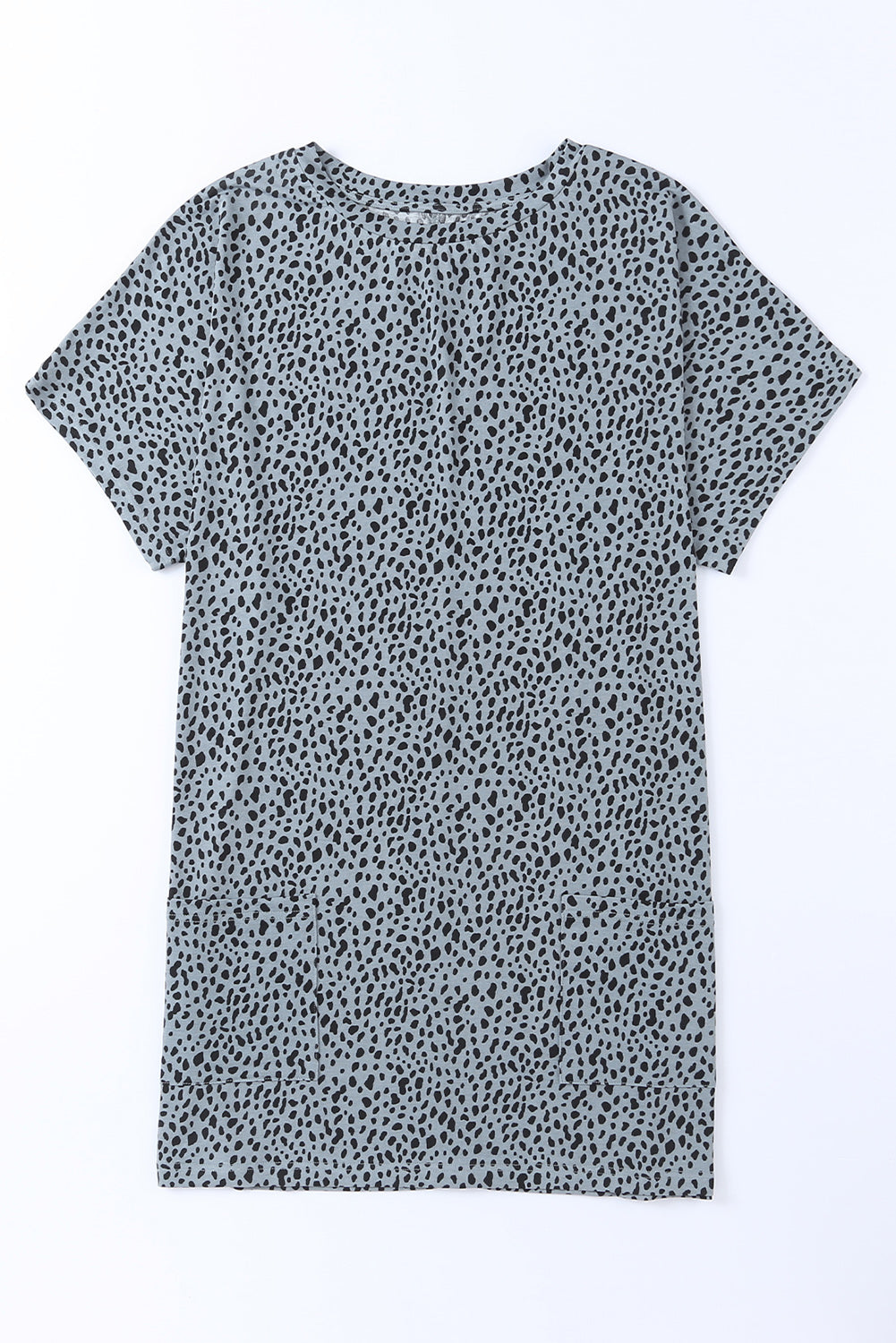 Gray Leopard Print Side Pockets Tunic Top