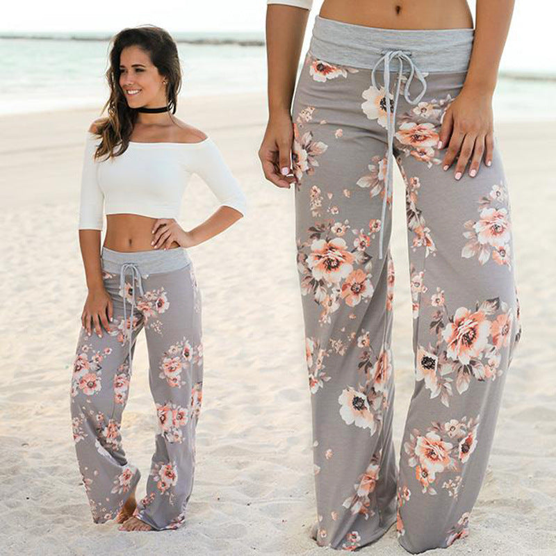 Grey Floral Pants