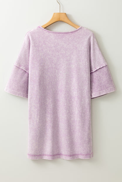 Petal Mineral Wash Exposed Seam Drop Shoulder Oversized Tee