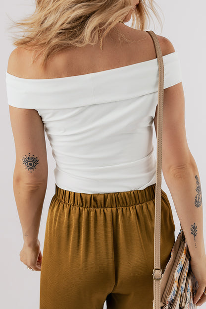 Folded Off Shoulder Slim Top