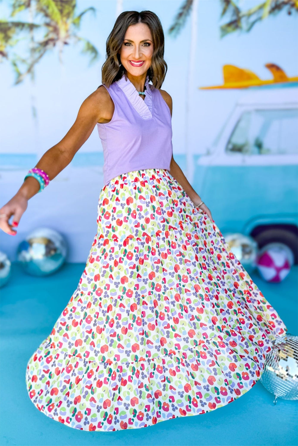 Green Leopard Print Tiered Flowy Maxi Skirt The Perfect Touch SA