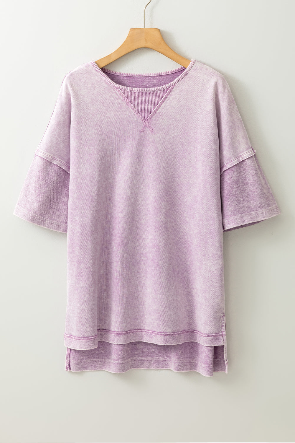 Petal Mineral Wash Exposed Seam Drop Shoulder Oversized Tee