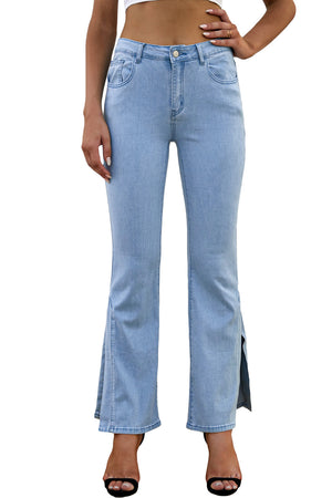 bawilom Women Star Print Jeans High Waist Straight Wide Leg Flared