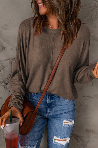 Solid Color Patchwork Long Sleeve Top