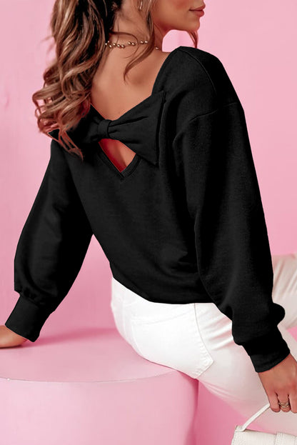 Bowknot Dewback Round Neck Sweatshirt