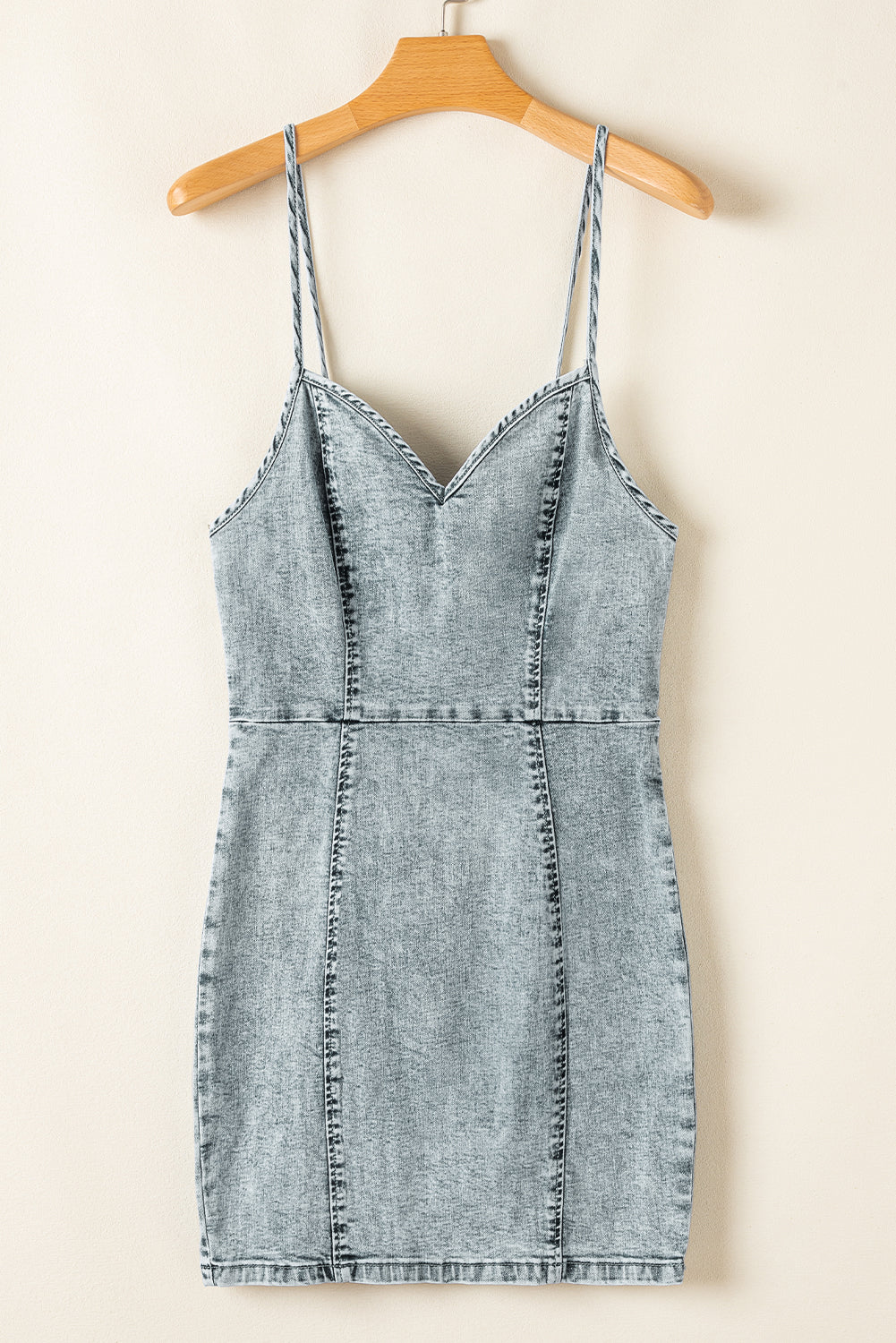 Beau Blue Sleeveless V Neck Back Zipped Denim Dress