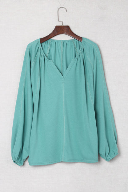 Split V Neck Dolman Top