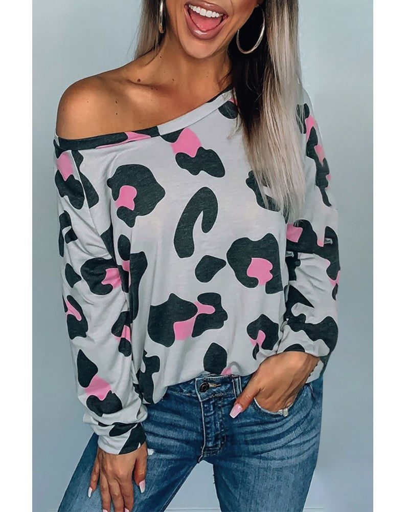 Gray Leopard Long Sleeve top