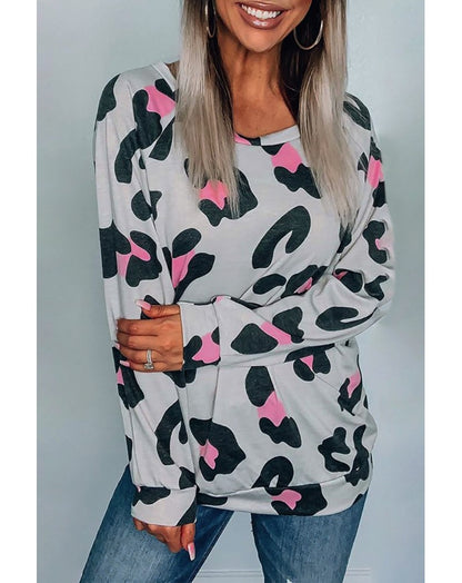 Gray Leopard Long Sleeve top