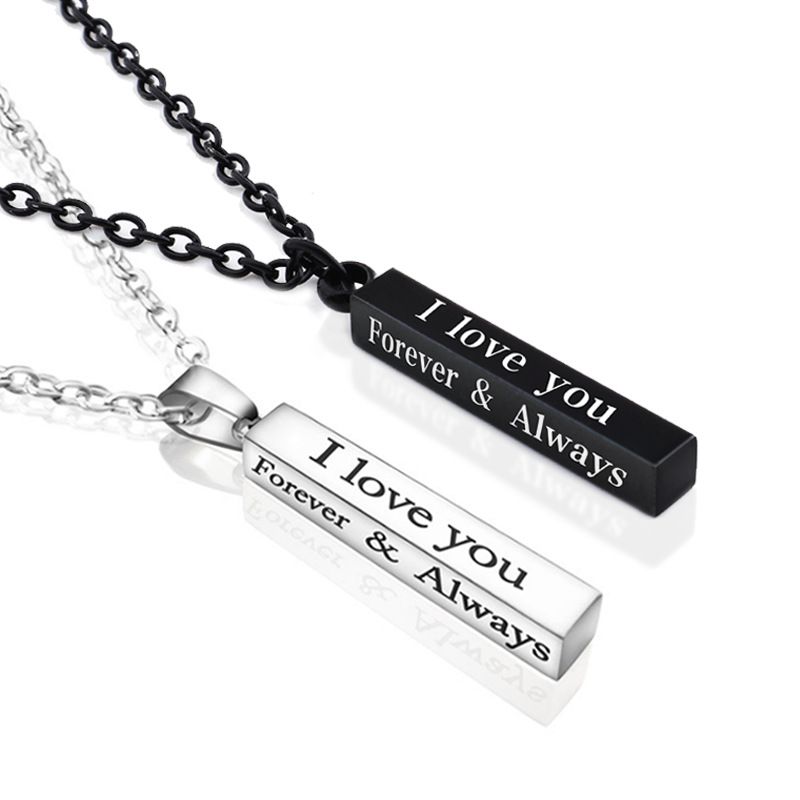 Love Forever and Always Couples Necklace Set