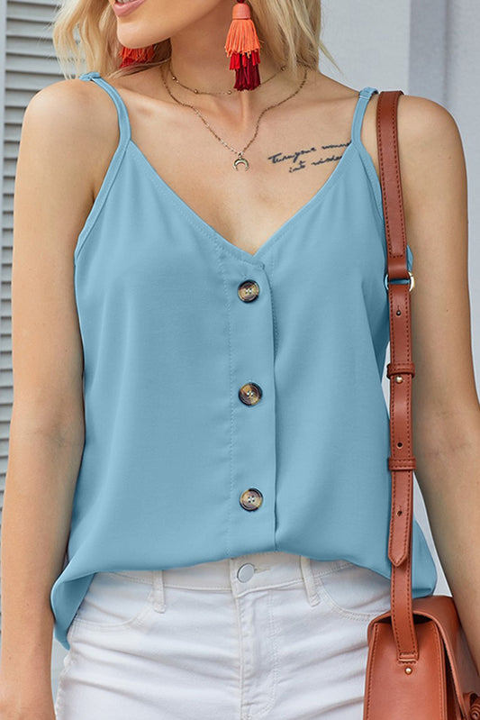 Spaghetti Strap Buttoned Tank Top