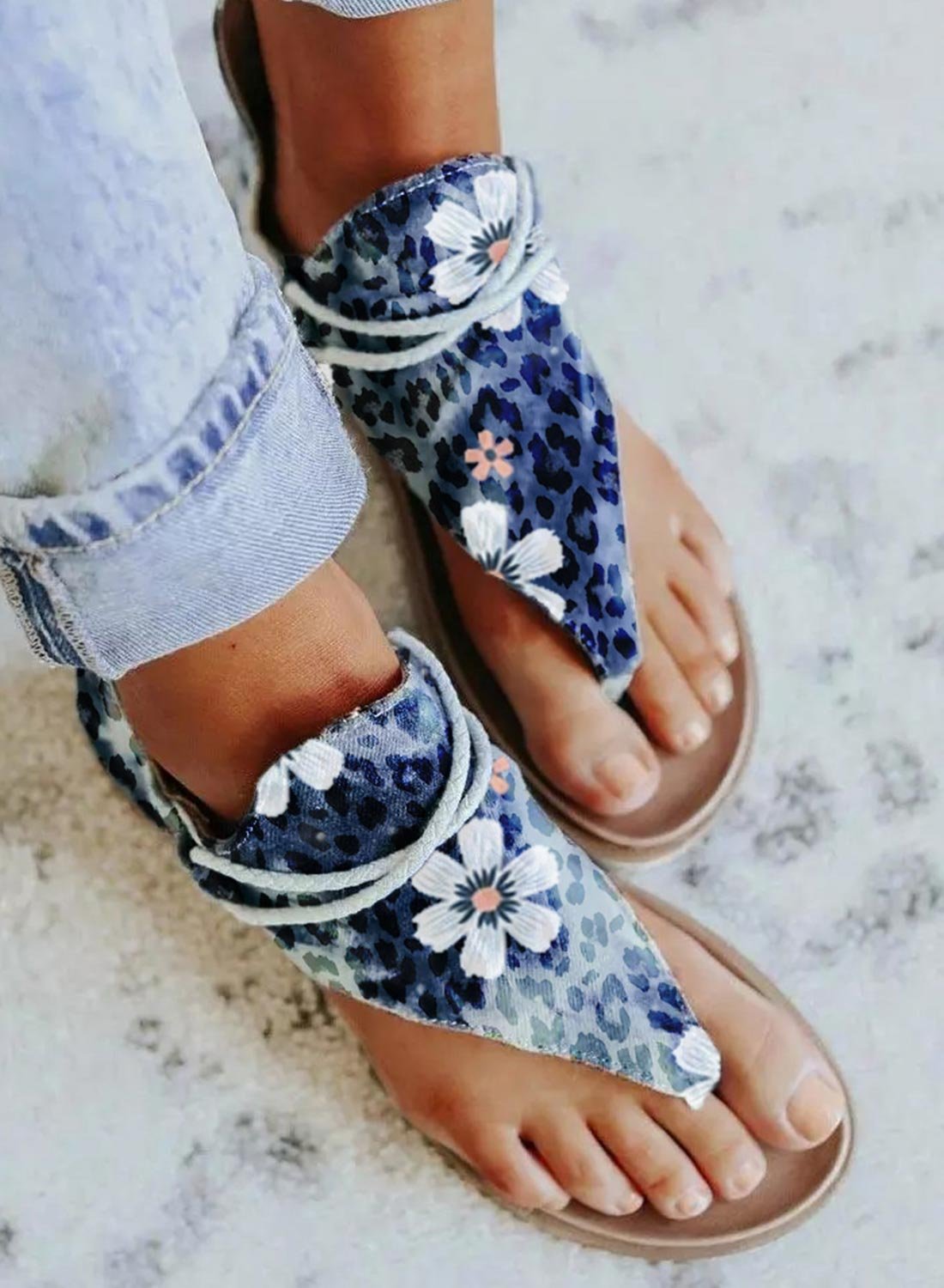 White floral sandals hot sale