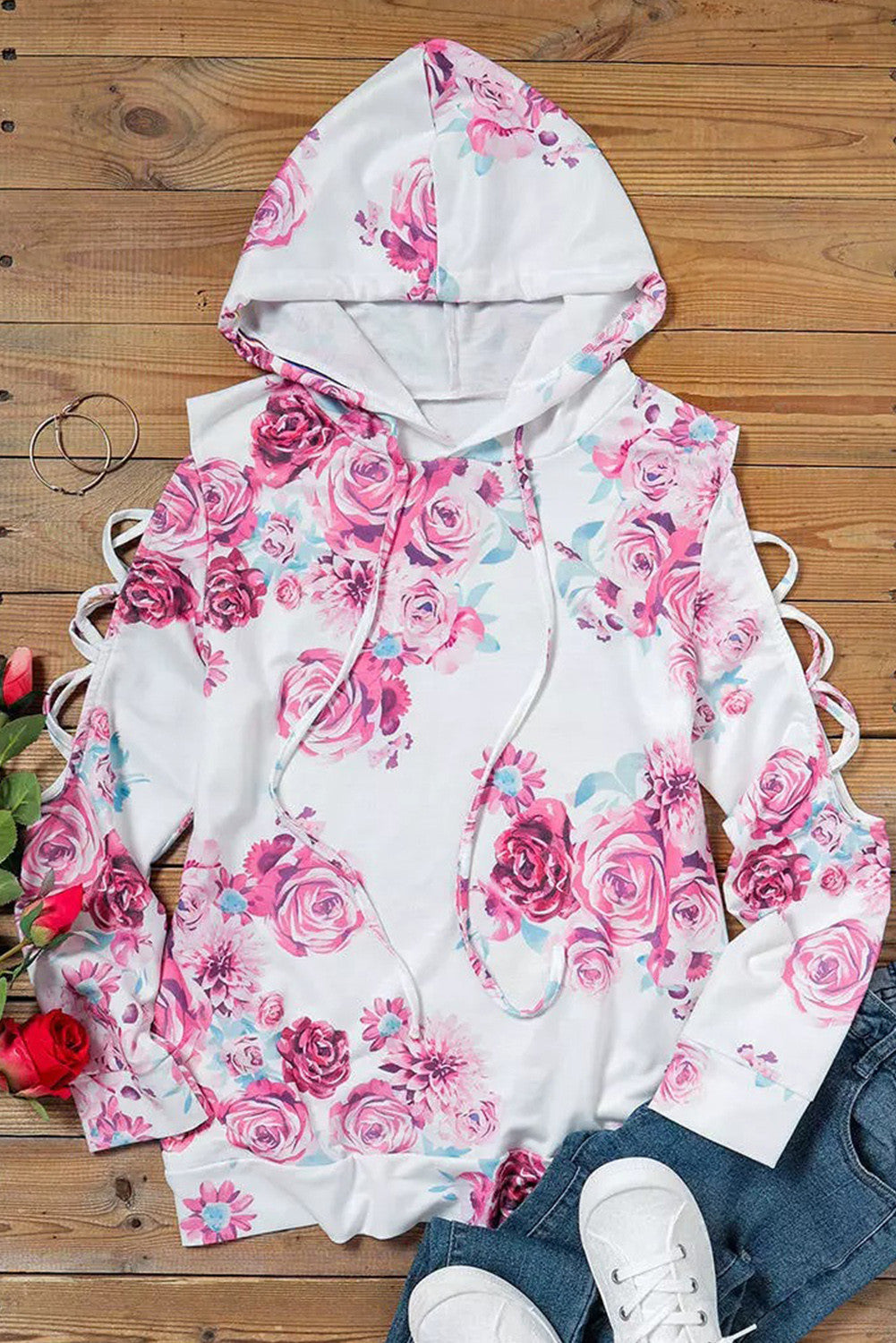 Cold shoulder outlet hoodie