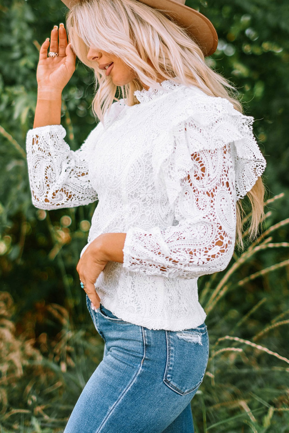 Long sleeve lace shirt hotsell