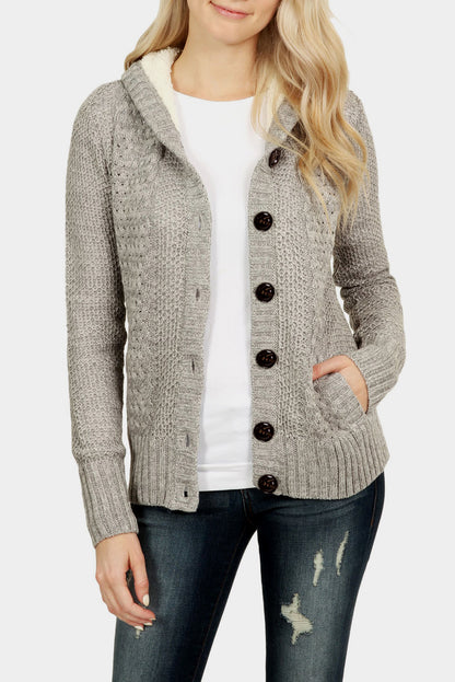 Hooded Button Cardigan Sweater