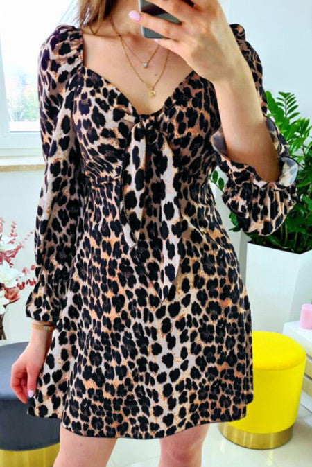 Leopard print milkmaid sales dress